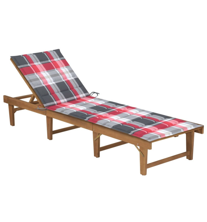 Chaise longue pliable avec coussin Bois d'acacia solide | Mobilier & Déco