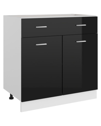 Armoire de plancher tiroir "Lyon" Noir brillant 80x46x81,5cm | Mobilier & Déco
