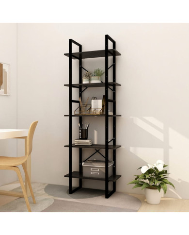 Bibliothèque à 5 niveaux Noir 60x30x175 cm Bois de pin | Mobilier & Déco