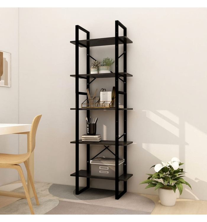 Bibliothèque à 5 niveaux Noir 60x30x175 cm Bois de pin | Mobilier & Déco