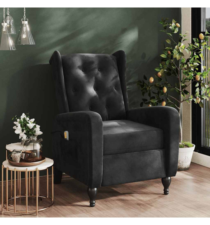 Fauteuil de massage inclinable noir velours | Mobilier & Déco