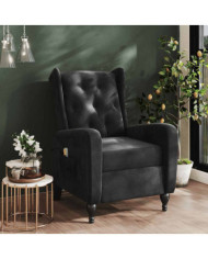 Fauteuil de massage inclinable noir velours | Mobilier & Déco