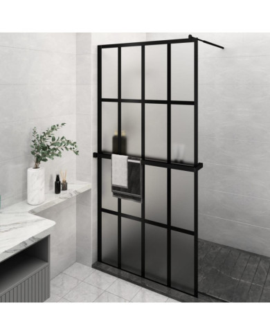 Paroi de douche avec étagère Noir 118x190cm Verre ESGetAluminium | Mobilier & Déco