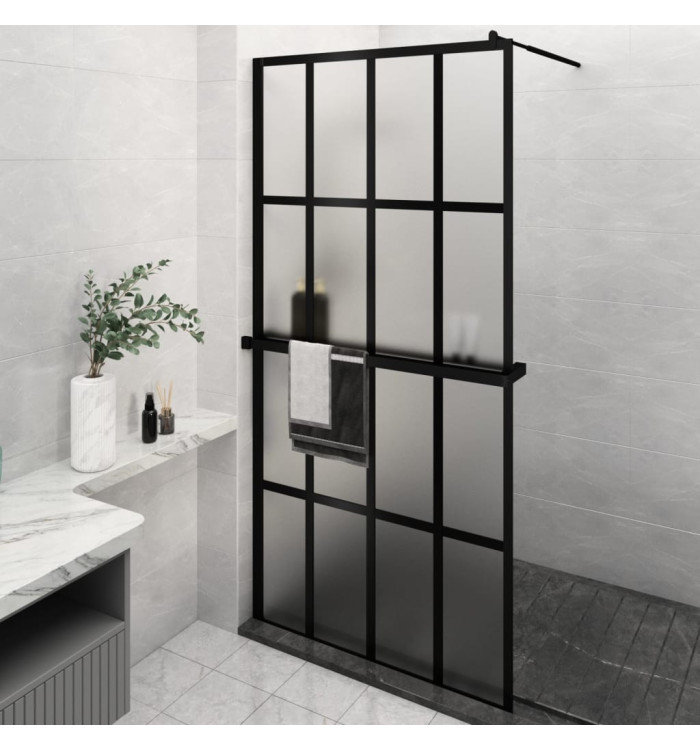 Paroi de douche avec étagère Noir 118x190cm Verre ESGetAluminium | Mobilier & Déco
