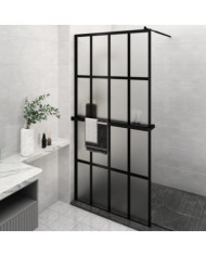 Paroi de douche avec étagère Noir 118x190cm Verre ESGetAluminium | Mobilier & Déco