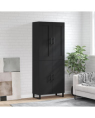 Buffet haut Noir 69,5x34x180 cm Bois d'ingénierie | Mobilier & Déco