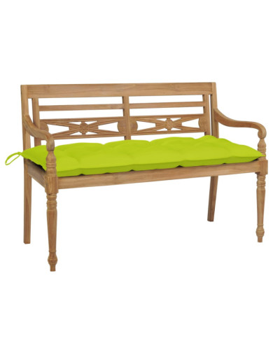 Banc Batavia avec coussin vert vif 120 cm Bois de teck massif | Mobilier & Déco