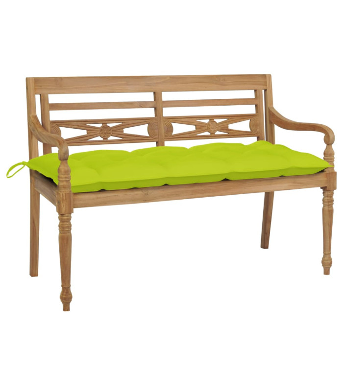 Banc Batavia avec coussin vert vif 120 cm Bois de teck massif | Mobilier & Déco