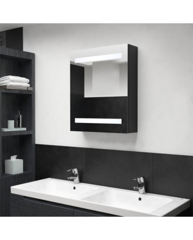 Armoire de salle de bain à miroir LED noir 50x14x60 cm | Mobilier & Déco