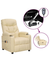 Fauteuil électrique de massage Crème Tissu | Mobilier & Déco