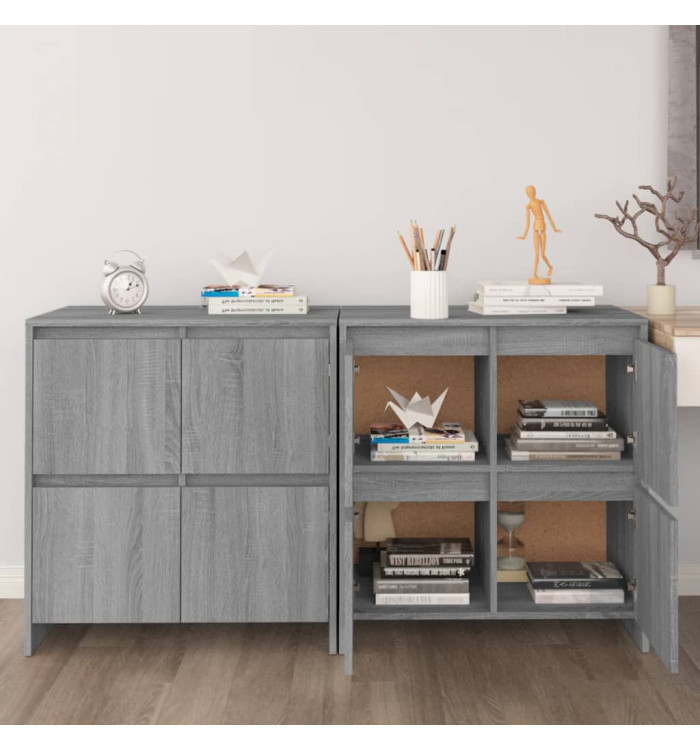 Buffets 2 pcs Sonoma gris 70x41x75 cm Bois d'ingénierie | Mobilier & Déco