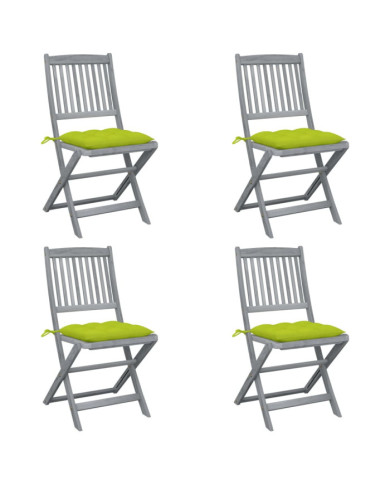 Chaises pliables d'extérieur lot de 4 et coussins Bois d'acacia | Mobilier & Déco