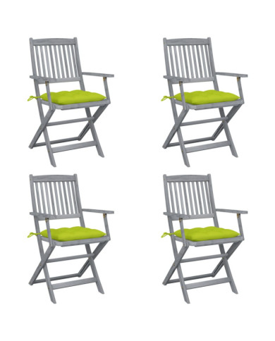 Chaises pliables d'extérieur lot de 4 et coussins Bois d'acacia | Mobilier & Déco