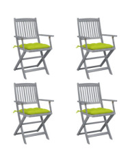 Chaises pliables d'extérieur lot de 4 et coussins Bois d'acacia | Mobilier & Déco
