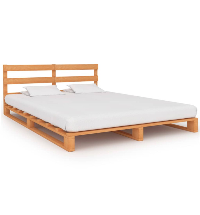 Cadre de lit de palette Marron Bois de pin massif 200x200 cm | Mobilier & Déco