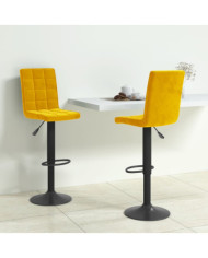 Tabourets de bar lot de 2 jaune moutarde velours | Mobilier & Déco