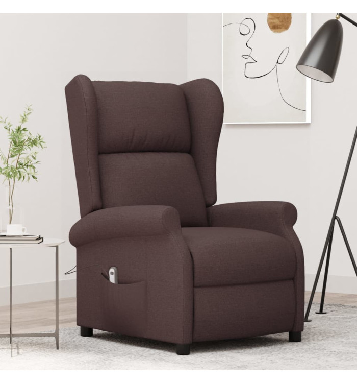 Fauteuil inclinable électrique à oreilles marron foncé tissu | Mobilier & Déco