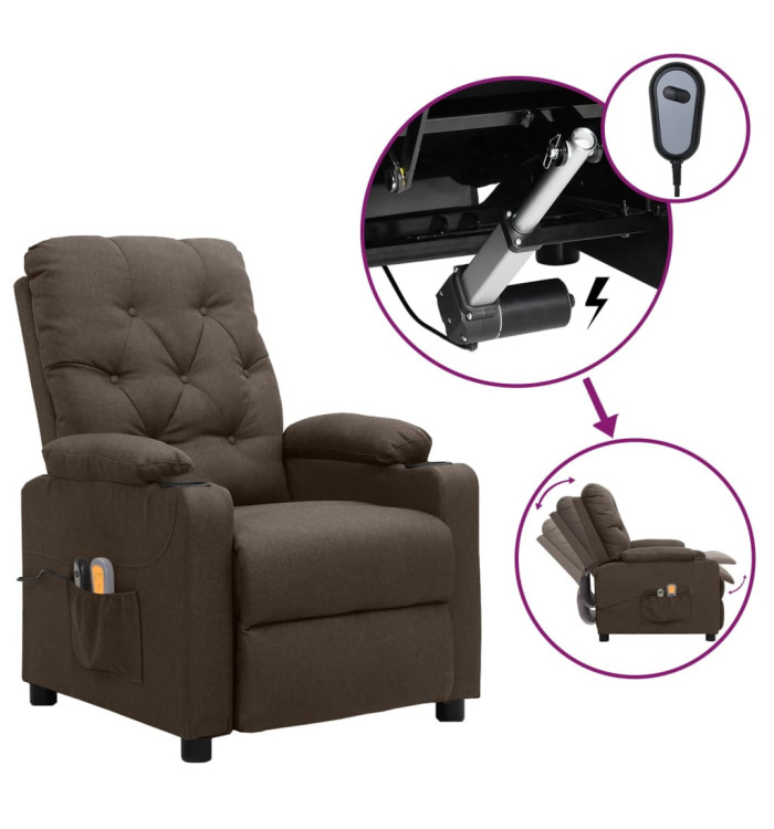 Fauteuil électrique de massage Marron Tissu | Mobilier & Déco