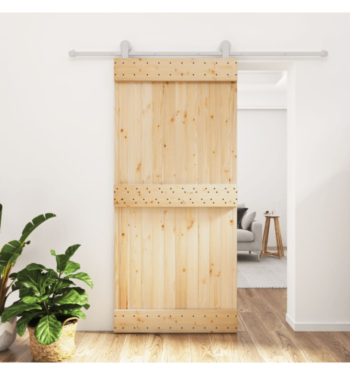 Porte coulissante et kit de quincaillerie 95x210 cm pin massif | Mobilier & Déco