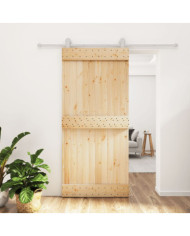 Porte coulissante et kit de quincaillerie 95x210 cm pin massif | Mobilier & Déco