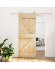 Porte coulissante et kit de quincaillerie 85x210 cm pin massif | Mobilier & Déco
