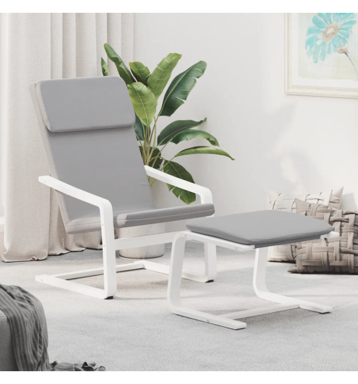 Chaise de relaxation avec repose-pied Gris clair Tissu | Mobilier & Déco