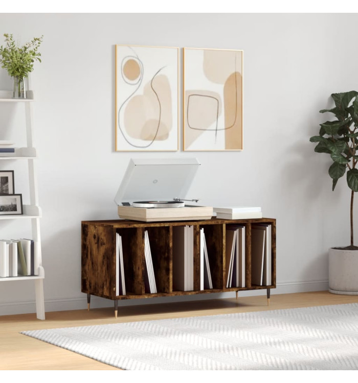 Armoire à disques chêne fumé 100x38x48 cm bois d'ingénierie | Mobilier & Déco