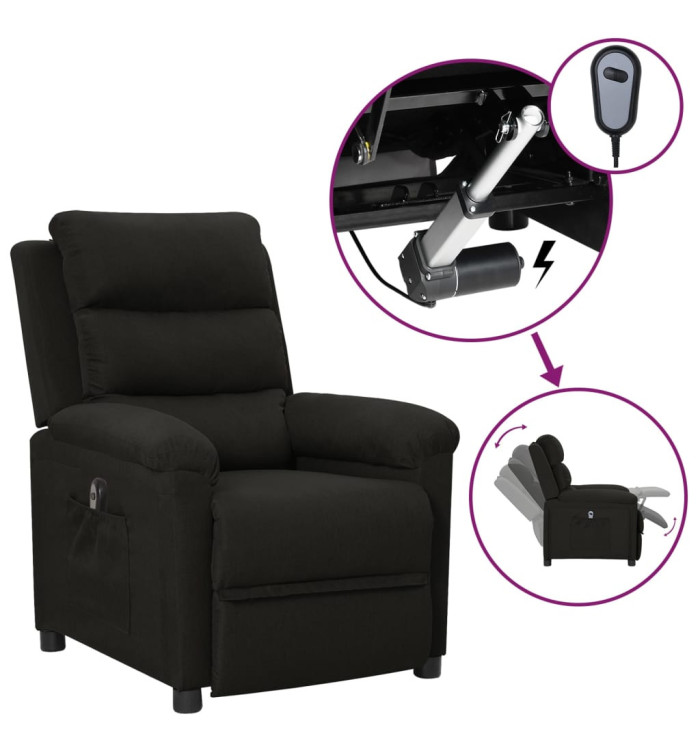 Fauteuil inclinable électrique Noir Tissu | Mobilier & Déco