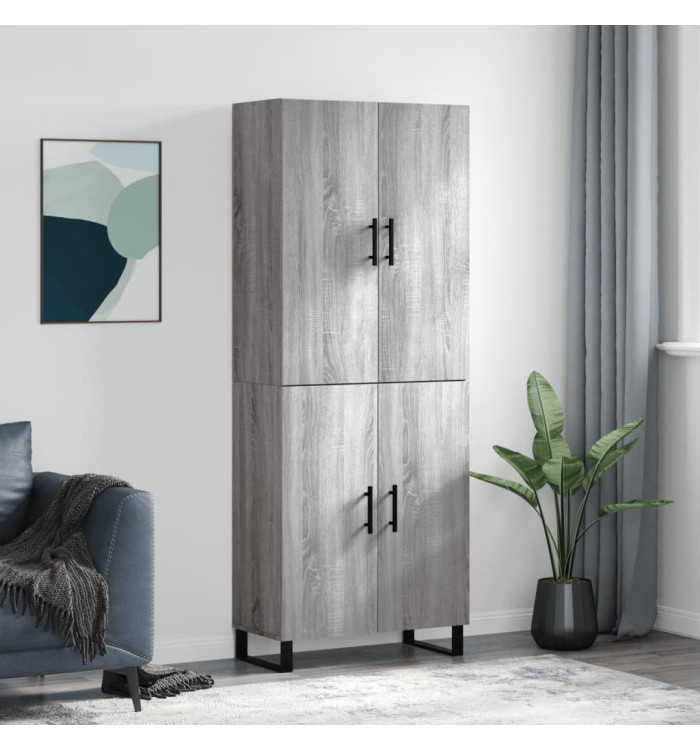 Buffet haut Sonoma gris 69,5x34x180 cm Bois d'ingénierie | Mobilier & Déco