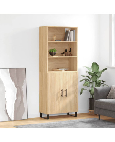 Buffet haut Chêne sonoma 69,5x34x180 cm Bois d'ingénierie | Mobilier & Déco