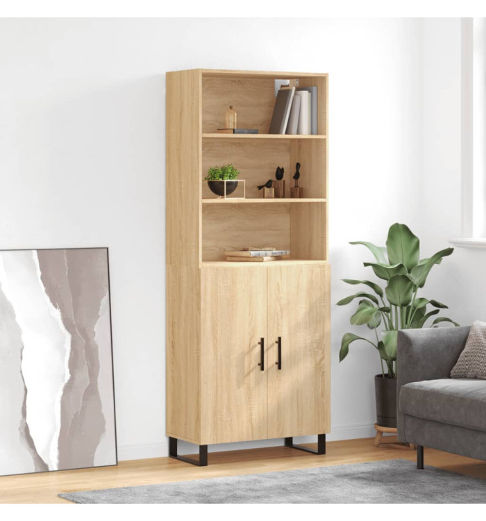 Buffet haut Chêne sonoma 69,5x34x180 cm Bois d'ingénierie | Mobilier & Déco