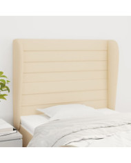 Tête de lit avec oreilles Crème 93x23x118/128 cm Tissu | Mobilier & Déco