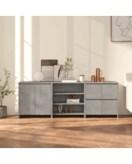 Buffets 3 pcs Gris béton Bois d'ingénierie | Mobilier & Déco
