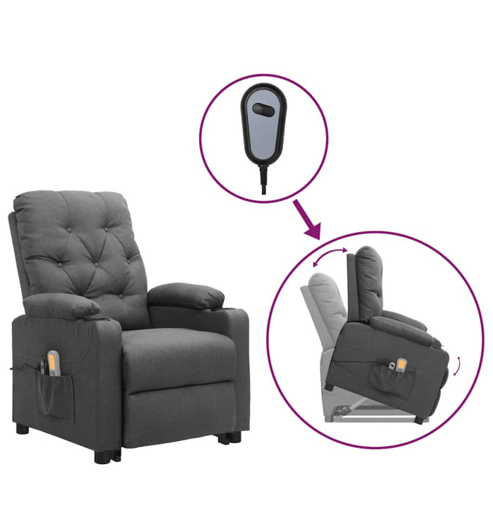 Fauteuil de massage inclinable Gris clair Tissu | Mobilier & Déco