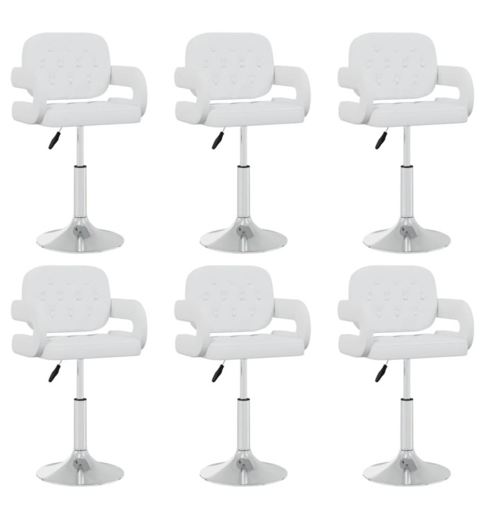 Chaises pivotantes à manger lot de 6 blanc similicuir | Mobilier & Déco
