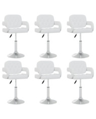 Chaises pivotantes à manger lot de 6 blanc similicuir | Mobilier & Déco