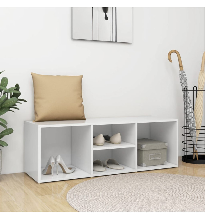 Banc à chaussures Blanc 105x35x35 cm Aggloméré | Mobilier & Déco