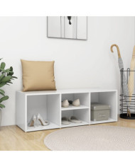 Banc à chaussures Blanc 105x35x35 cm Aggloméré | Mobilier & Déco