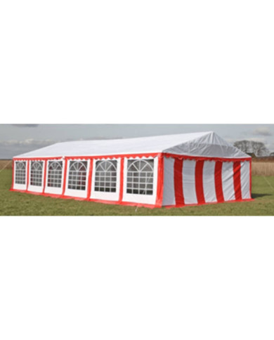 Toile de rechange pour tente de réception 12 x 6 m en rouge et blanc | Mobilier & Déco