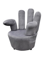 Chaise en forme de main gris velours | Mobilier & Déco