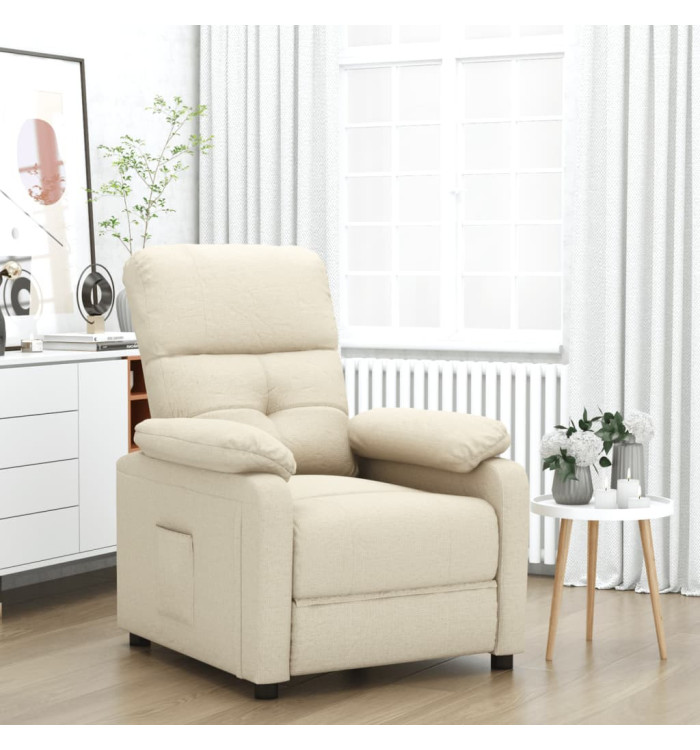 Fauteuil inclinable Crème Tissu | Mobilier & Déco