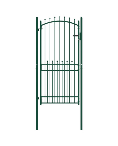 Portail de clôture avec pointes Acier 100x200 cm Vert | Mobilier & Déco