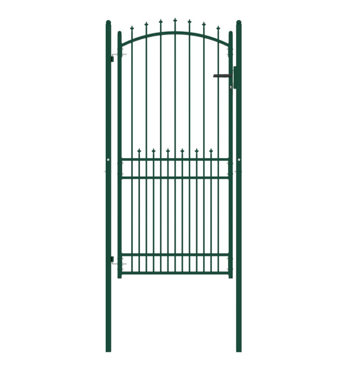 Portail de clôture avec pointes Acier 100x200 cm Vert | Mobilier & Déco