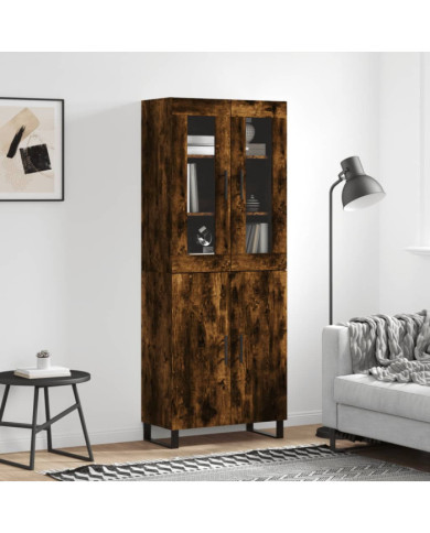 Buffet haut Chêne fumé 69,5x34x180 cm Bois d'ingénierie | Mobilier & Déco