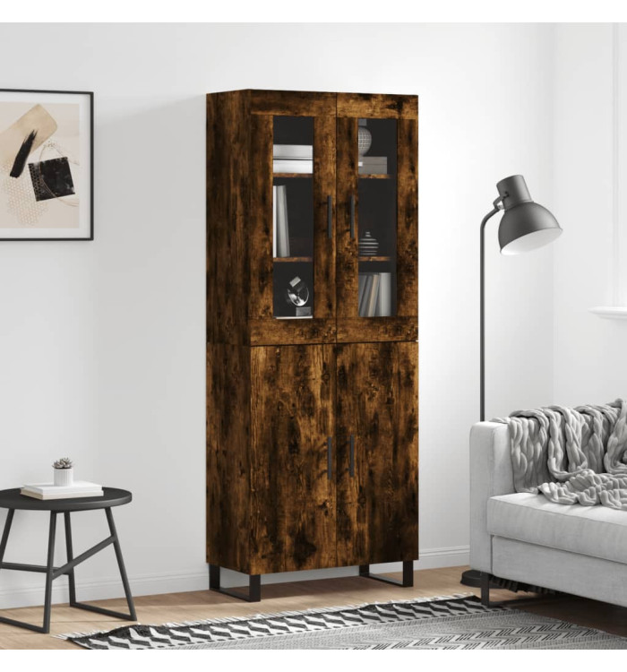 Buffet haut Chêne fumé 69,5x34x180 cm Bois d'ingénierie | Mobilier & Déco