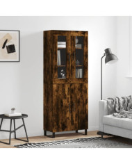 Buffet haut Chêne fumé 69,5x34x180 cm Bois d'ingénierie | Mobilier & Déco