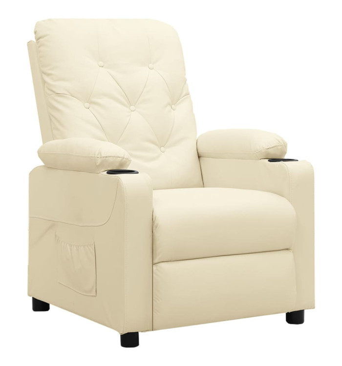 Fauteuil inclinable Crème Similicuir | Mobilier & Déco