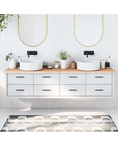 Comptoir de salle de bain 200x30x(2-4)cm bois massif non traité | Mobilier & Déco