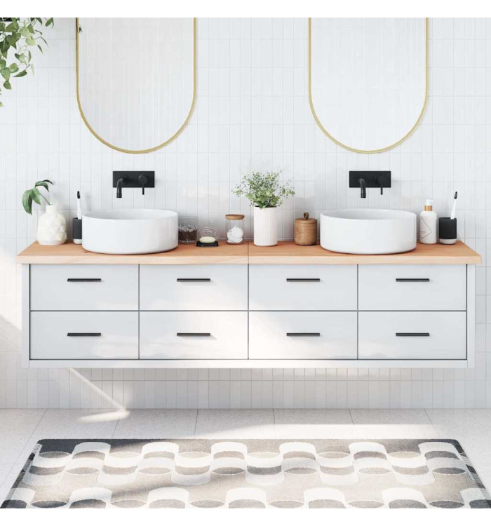 Comptoir de salle de bain 200x30x(2-4)cm bois massif non traité | Mobilier & Déco
