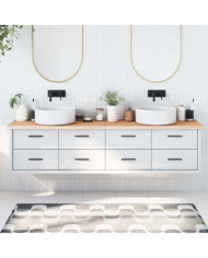 Comptoir de salle de bain 200x30x(2-4)cm bois massif non traité | Mobilier & Déco